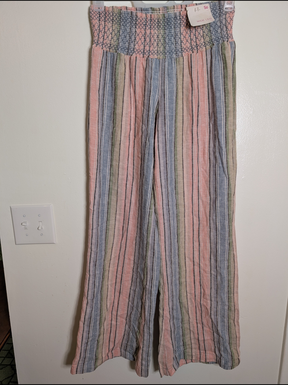 SO Striped Wide-Leg Pants in Pink, Blue & Sage